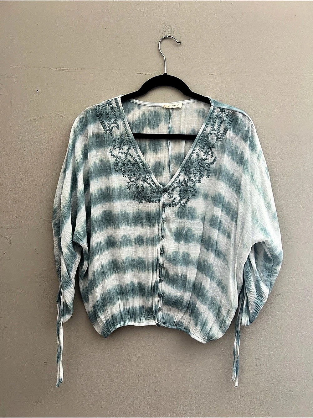 Lovestitch Claudia Striped Top Tie-Dye Blouse Blue & White